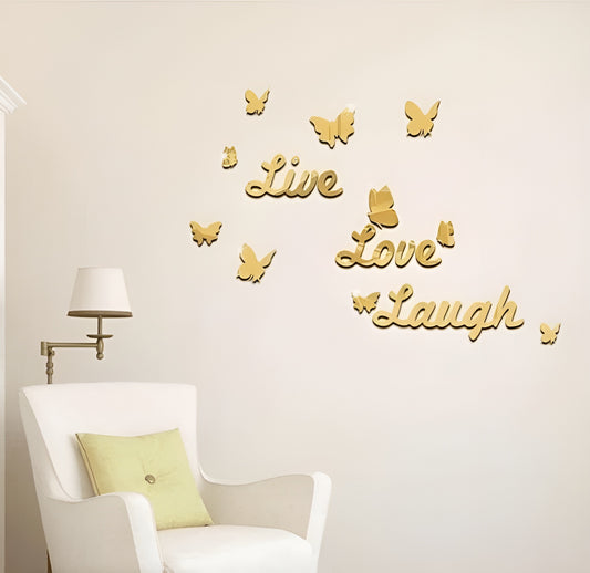 Acrylic Love Live Laugh Mirror Wall Sticker zenwalls