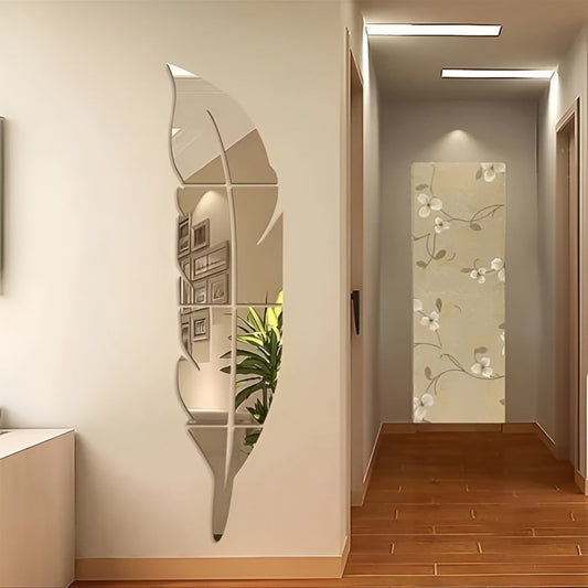 Acrylic Feather Mirror Wall Sticker zenwalls