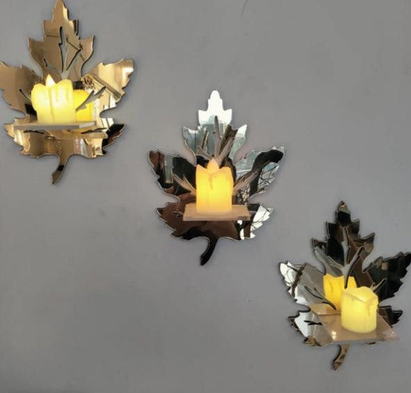 Acrylic Leave Golden Mirror Wall Decor zenwalls