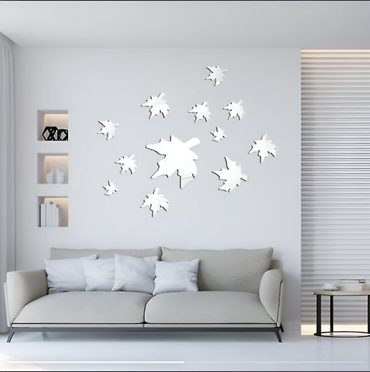 3d Maple Leaf Shape Acrylic Mirror Wall Sticker zenwalls