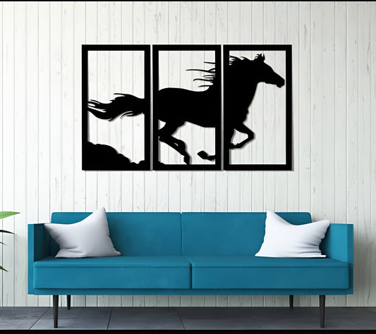 Set of 3 Horse Calligraphy Wall Decor zenwalls