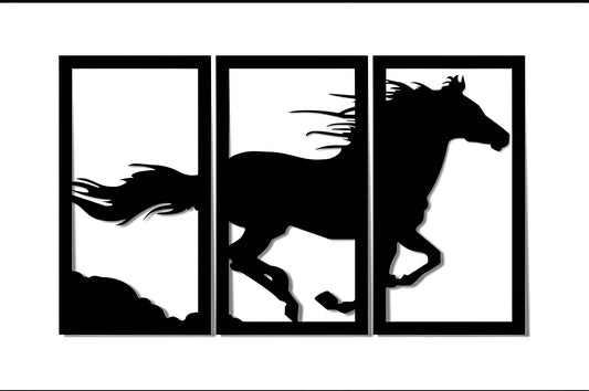 Set of 3 Horse Calligraphy Wall Decor zenwalls