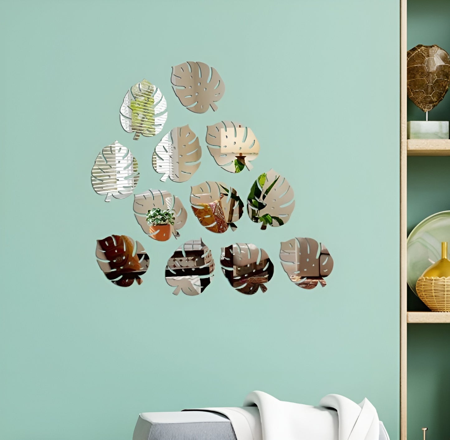 Acrylic Mirror Leaves Wall Sticker zenwalls