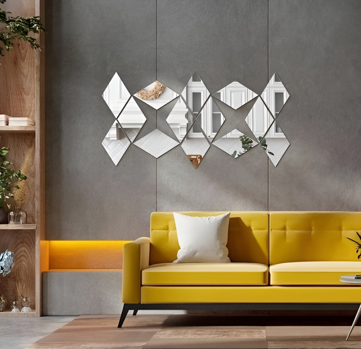 Acrylic Rhombus Mirror Wall Sticker zenwalls