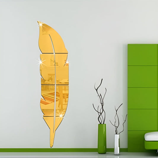 Acrylic Feather Mirror Wall Sticker zenwalls